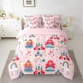 thumbnail image 2 of jejeloiu Cute Cartoon Castle 7pcs Bedding Comforter Set,Kawaii Princess Queen Bedding Sets,Vartoon Pumpkin Carriage Queen Sheet Sets For Girls,Ultra Soft Home Decor Reversible, 2 of 8