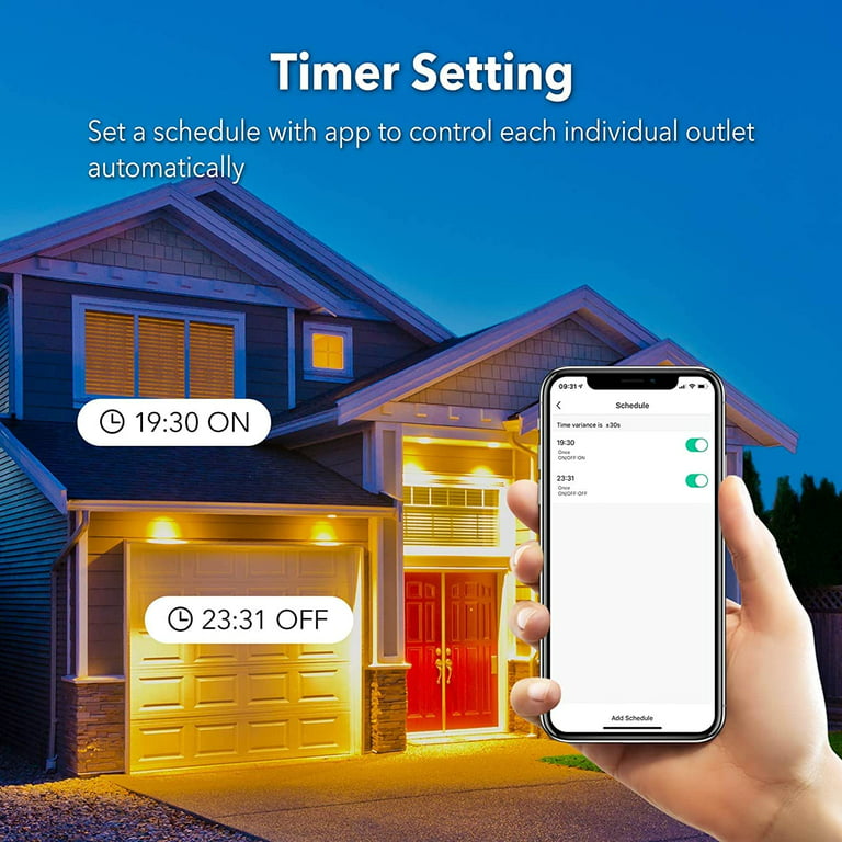 Outdoor Smart WiFi Plug, HBN Heavy Duty Wi-Fi Timer with Two Grounded Outlet,  Wireless Remote Control by App Compatible with Alexa and Google Home  Assistant 2.4 GHz Network only, ETL Listed (1