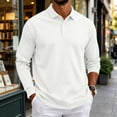thumbnail image 2 of LTTVQM Long Sleeve Polo Shirt for Men Wrinkle Resistant Lightweight Solid Collared Golf Top Soft Comfort Casual Daily Shirt White M, 2 of 9