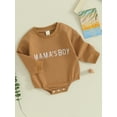 thumbnail image 3 of Cenuakty Infant Baby Boy Sweatshirt Jumpsuit Letter Embroidery Round Neck Long Sleeve Romper Toddler Clothes, 3 of 9