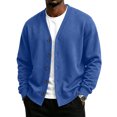 thumbnail image 2 of V‑Neck Loose Fit Cardigan for Men Long Sleeve Button Down Casual Coat Soft Stretch Fall Basic Jacket for Work Travel Hiking Daily Wear,XXL,Light Blue, 2 of 6