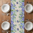 thumbnail image 6 of Purple Hydrangea Table Runner - 70 Inch Long, Kitchen Dining Table Runner Dresser Scarves, Spring Eucalyptus Butterfly Rustic Burlap Farmhouse Decor for Coffee Tables Wedding Party Banquet, 6 of 8