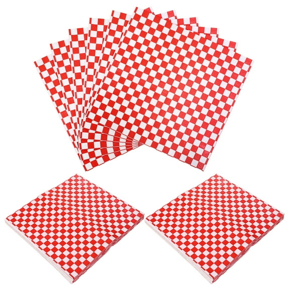 IDEANATEGRATE Square Wrapping Paper 300Set Checkered for Picnic Party Food Packaging