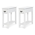 thumbnail image 1 of Giantex Narrow End Table, Slim Side Table w/Drawer, ightstand Bedside Table for Small Spaces, (2, White), 1 of 8