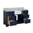 thumbnail image 3 of Zelda 60" Single Farmhouse Bathroom Vanity with Royal Blue Cabinet and Carrara Marble Top, 3 of 6