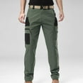 thumbnail image 3 of YLSDY Men Comfy Cargo Pants Straight Leg Outdoors High Waisted Wide Leg Joggers Casual Trendy Elastic Waist Sports Climbing Pants with Pockets Army Green M, 3 of 3