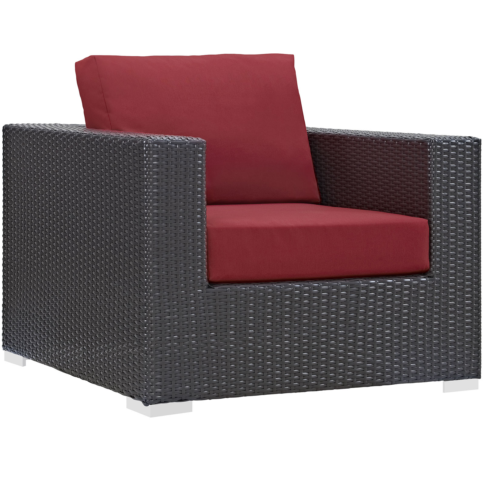 Modway Convene 6 Piece Patio Sofa Set in Espresso and Red - image 5 of 8
