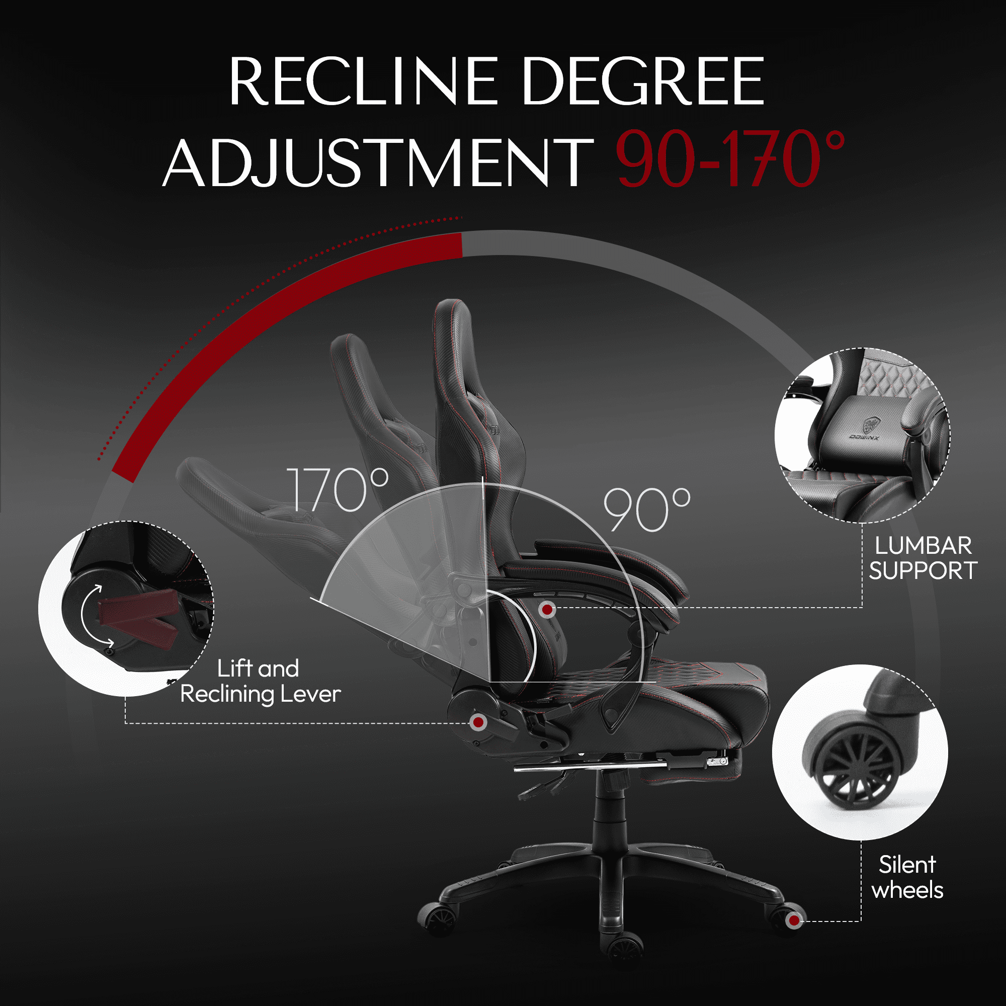 GOOSEA Big and Tall Gaming Chair with Footrest, Ergonomic High Back Office Computer Chair, Adjustable Massage Lumbar Support, PU Leather for Adults, 350Lbs, Black