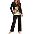 thumbnail image 2 of FOR U DESIGNS Christmas Snowman Long Sleeve Button Up Pajama Tops for Women 2 Piece Size XS Xmas Womens Button Front Jogger Pants and V-neck Tops for Women Winter, 2 of 7