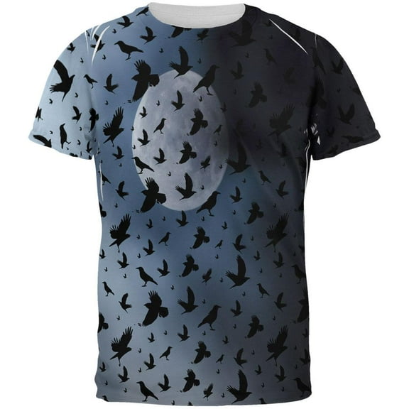 Crow Raven Flying Autumn Moon Night All Over Mens T Shirt Multi SM