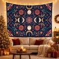 thumbnail image 3 of Moon Phase Mandala With Flowers on Dark Navy, Mystical Boho Style for Boho Decor Lovers, Mandala Wall Art, New Home Gift, Tapestry Wall Hanging for Bedroom and Dorm, 3 of 7