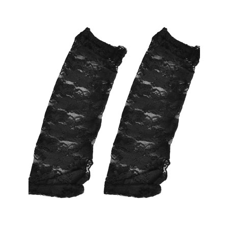 Pair Feminine Bridal Elbow Long Lace Fingerless Gloves Black