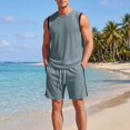 thumbnail image 2 of Sentmoon Men Summer Outfits Men's Shirts and Men Short Athletic Set Sleeveless Color Block Tank and Pocket Shorts Drawstring Elastic Waist Breathable Casual Gym Running Travel Wear M-5XL, 2 of 9