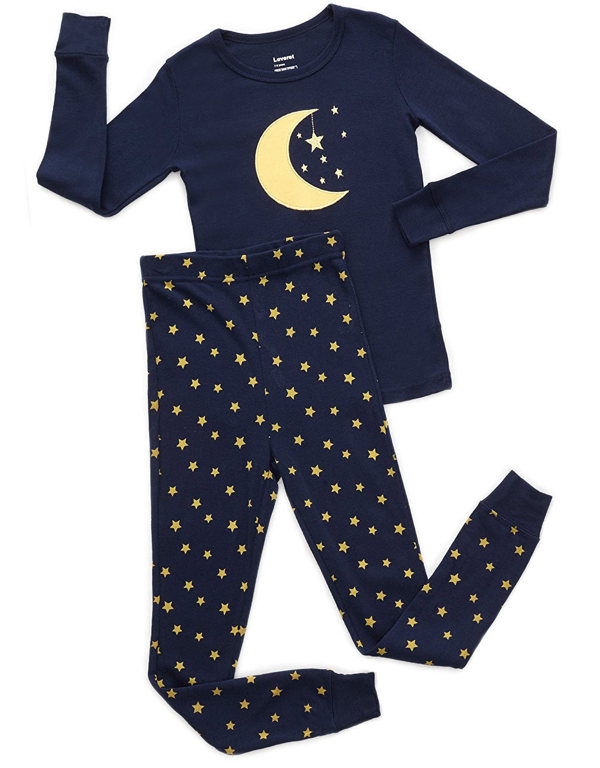 Leveret - Leveret Moon & Stars 2 Piece Pajama Set 100% Cotton 3 Years ...