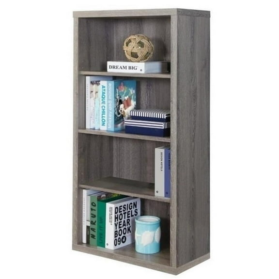 Atlin Designs 4 Shelf Bookcase with Adjustable Shelf in Dark Taupe
