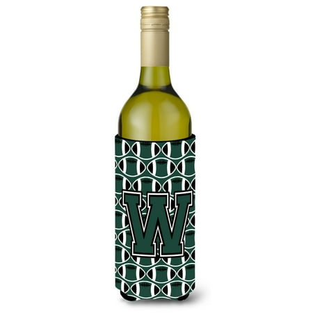 

Carolines Treasures CJ1071-WLITERK Letter W Football Green and White Wine Bottle Beverage Insulator Hugger Wine