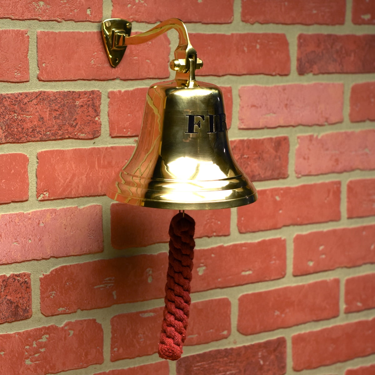 Lg Brass Wall Mount Fire Bell Large Hanging Dinner Call Firefighter Gift Home Bar Man Cave Decor