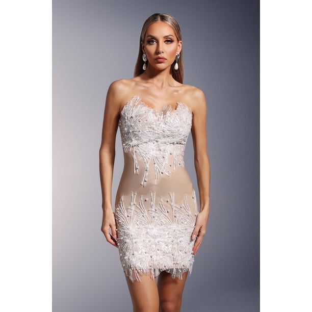 Vestido Bellabarnetten Zimino sin tirantes con vendaje de perlas