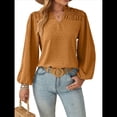 thumbnail image 2 of Blusa de Larga con Cuello en V para Mujer, Elegante, Informal, con Pompones, Estilo Primaveral. Amarillo M, 2 of 9