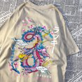 thumbnail image 1 of Dragon Create Legend Auspicious Clouds Men Women T Shirt Pattern Sweat Clothes Pattern Summer New Tops O-Neck Couple Tshirts, 1 of 6