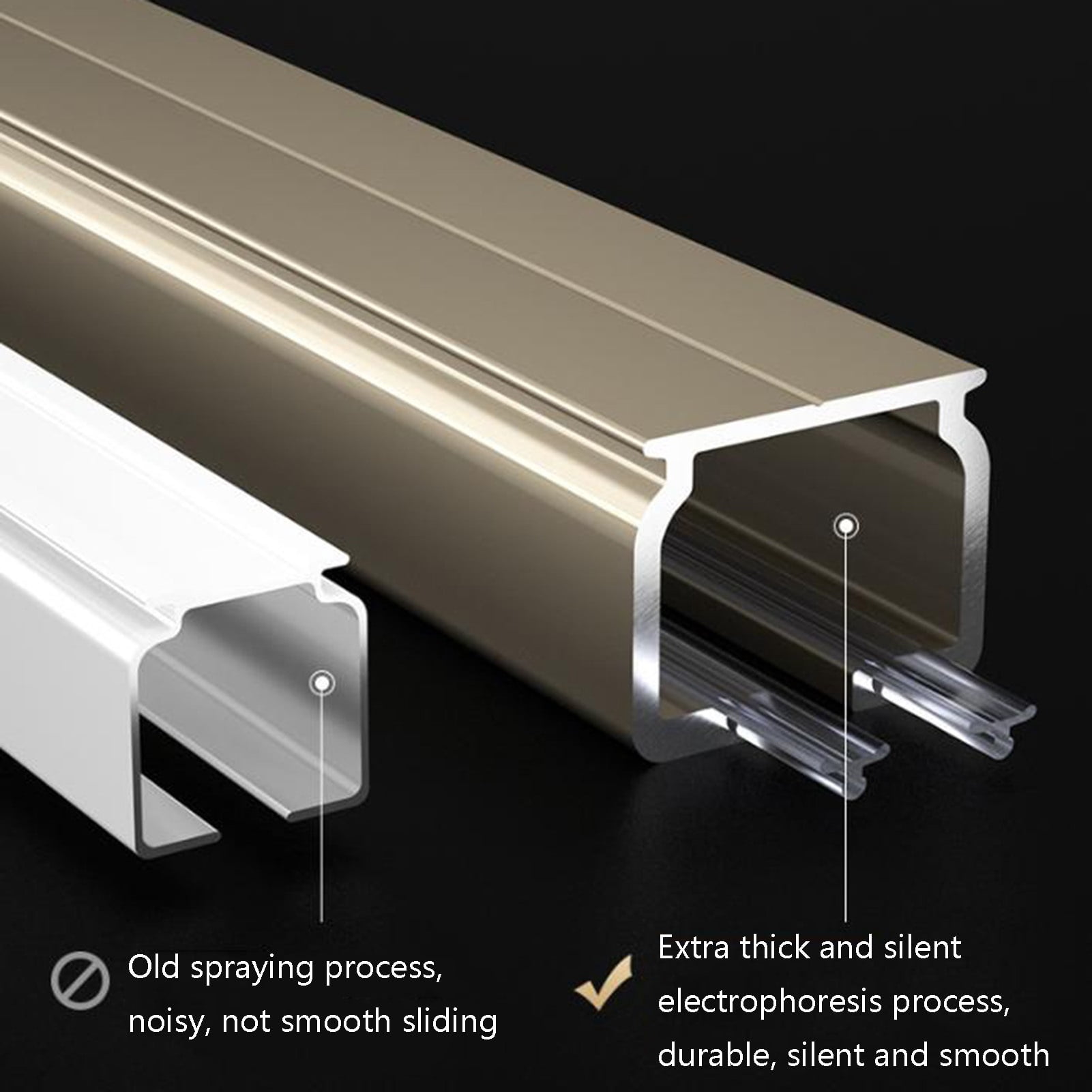 Aluminum Alloy Curtain Track, Mute Ceiling Mounted Curtain Rod, Sliding Curtain Rod for Office, Living Room, Bedroom