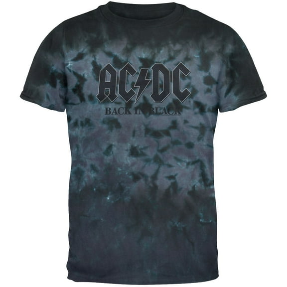 AC/DC Men's Back In Black Gradient Black Tie Dye Short Sleeve T Shirt