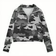 thumbnail image 4 of CLOISE Youth Sweatshirt Girls Boys Long Sleeve Collared Zip up Tops Camouflage with Thumb Hole Outfits Fall Winter Clothes Dark Gray 7T, 4 of 5