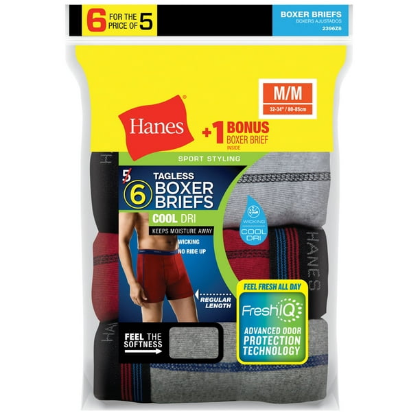 Hanes - Hanes Mens FreshIQ Sport-Inspired 6-Pack Boxer Briefs, S ...