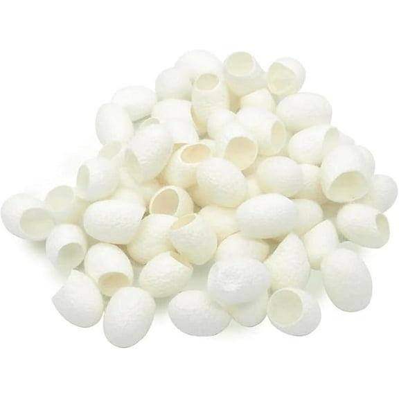 Knitsilk Mulberry Silk Cut Cocoons - Ideal for Spa, Facial Massage, and Beauty - Spinning and Crafts - White Bombyx Mori Cocoon (Pack of 40 Pcs)