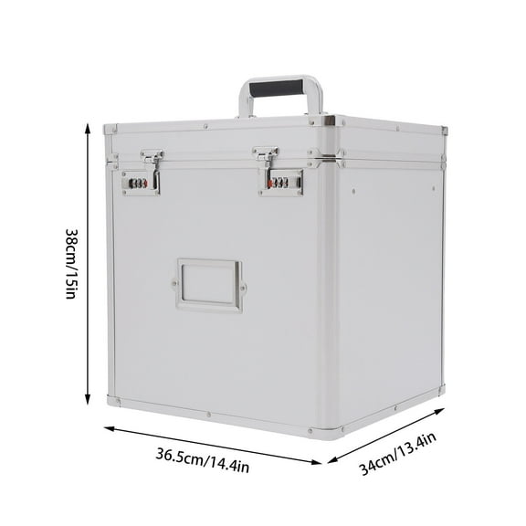 Tabletop Record Vinyl Carry Case Storage Box Locking with 50 Vinyl Record Silver