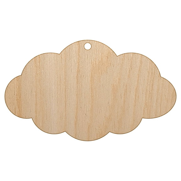Cloud Solid Wood Holiday Christmas Tree Ornament Unfinished DIY Pre-Drilled Craft