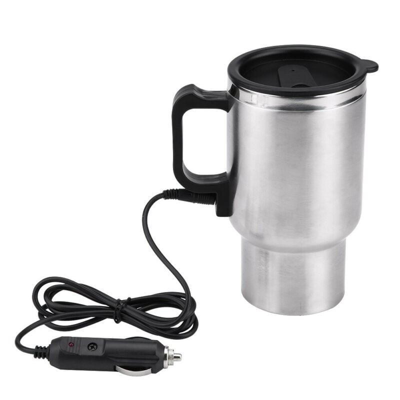 Car Electric Water Heater Mug Stainless Steel Travel Heated Coffee Kettle Cup 