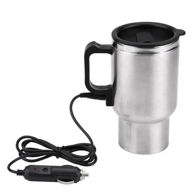 500ML Voiture à Base de Chauffage en Acier Inoxydable Bouilloire 12V Voyage Café Tasse Chauffée