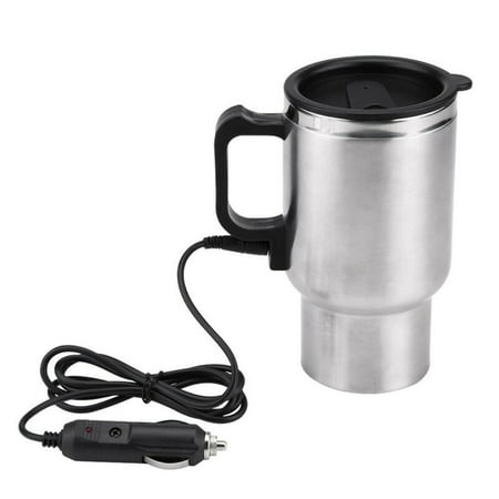 

FANJIE 500ML Car Based Heating Stainless Steel Cup Kettle 12V Travel Coffee Heated Mug