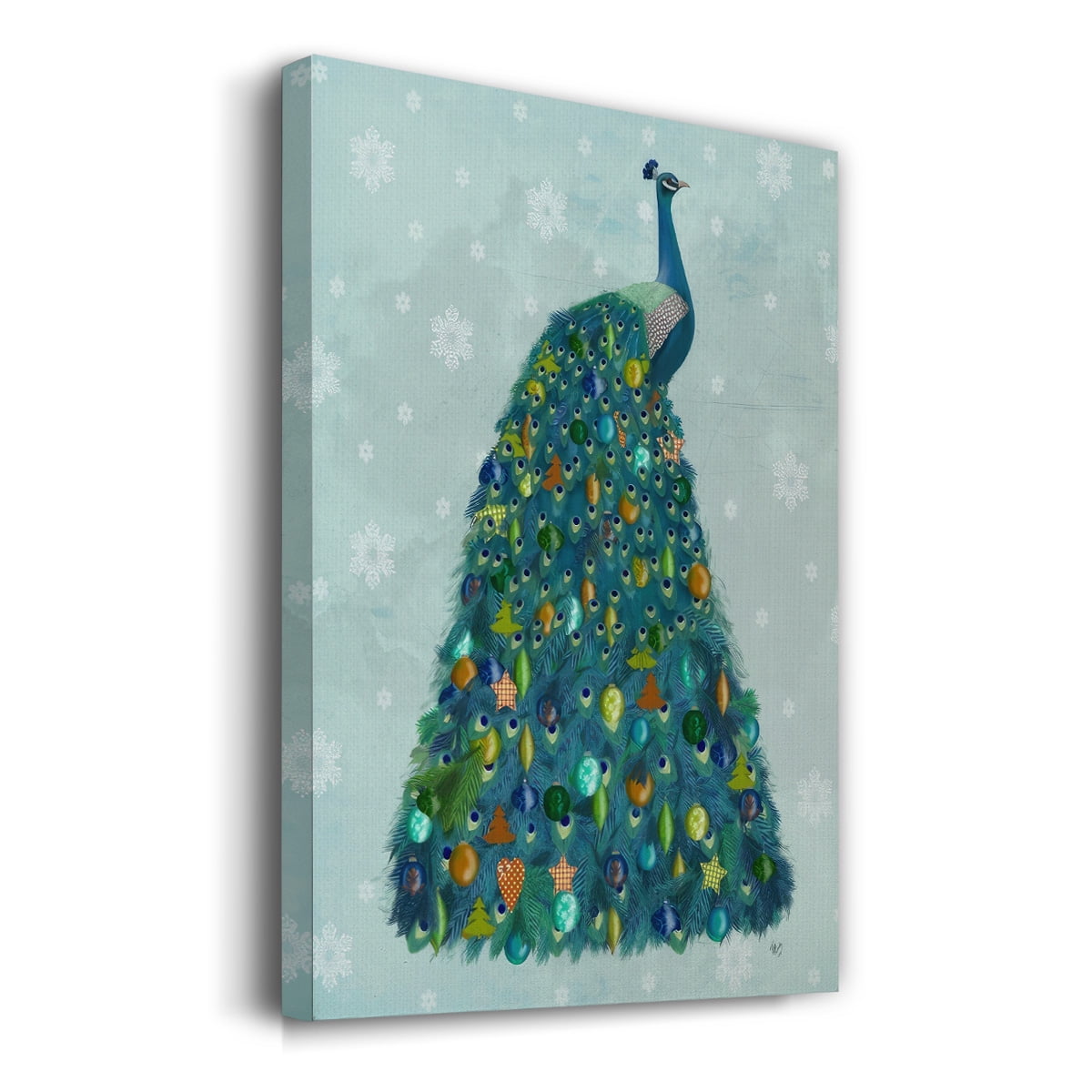Christmas Peacock Christmas Tree- Gallery Wrapped Canvas
