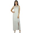 thumbnail image 1 of Bimba Robe Longue en Coton Blanc pour Femmes avec Fente Latérale Robe Longue Sans Manches à Fleurs, 1 of 9