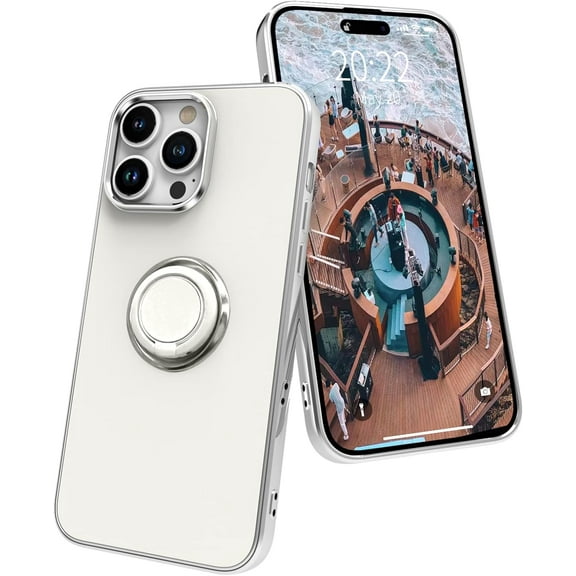 case for iPhone 14 Pro Max Case with Ring Holder Magnetic Kickstand, Slim Thin TPU [Soft Microfiber Lining] Anti-Scratch Matte Full-Body Shockproof Protective Phone Case for iPhone 14 Pro Max White