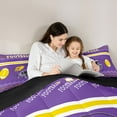 thumbnail image 4 of Homewish Boys Rugby Sports Bedding Comforter Set 7pcs, Purple Yellow Football Helmet Queen Bedding Sets, Eat Sleep Soccer Reversible Queen Sheet Sets, Breathable Home Decor, 4 of 7