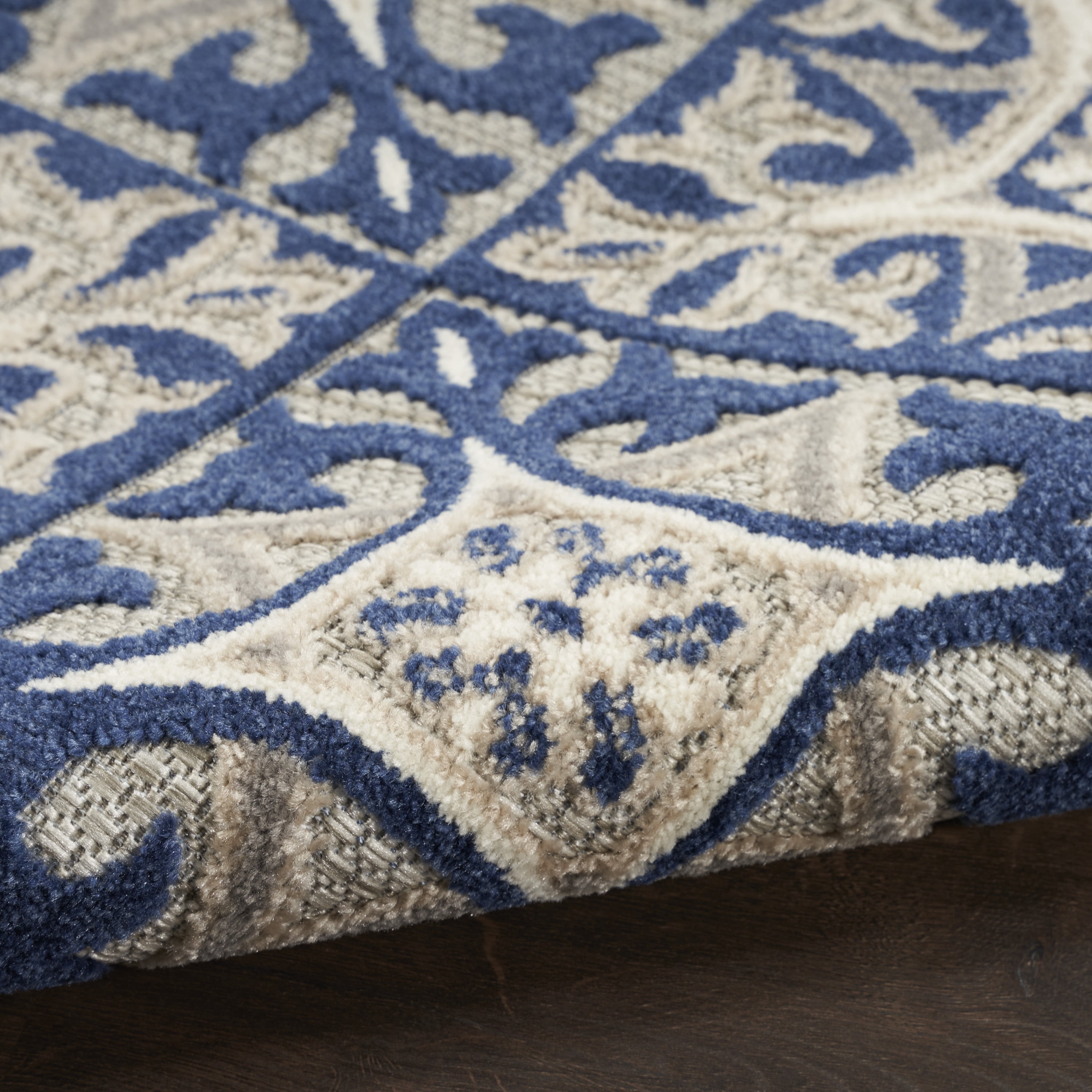 Nourison Aloha Indoor/Outdoor Blue 9' x 12' Area Rug, (9x12)
