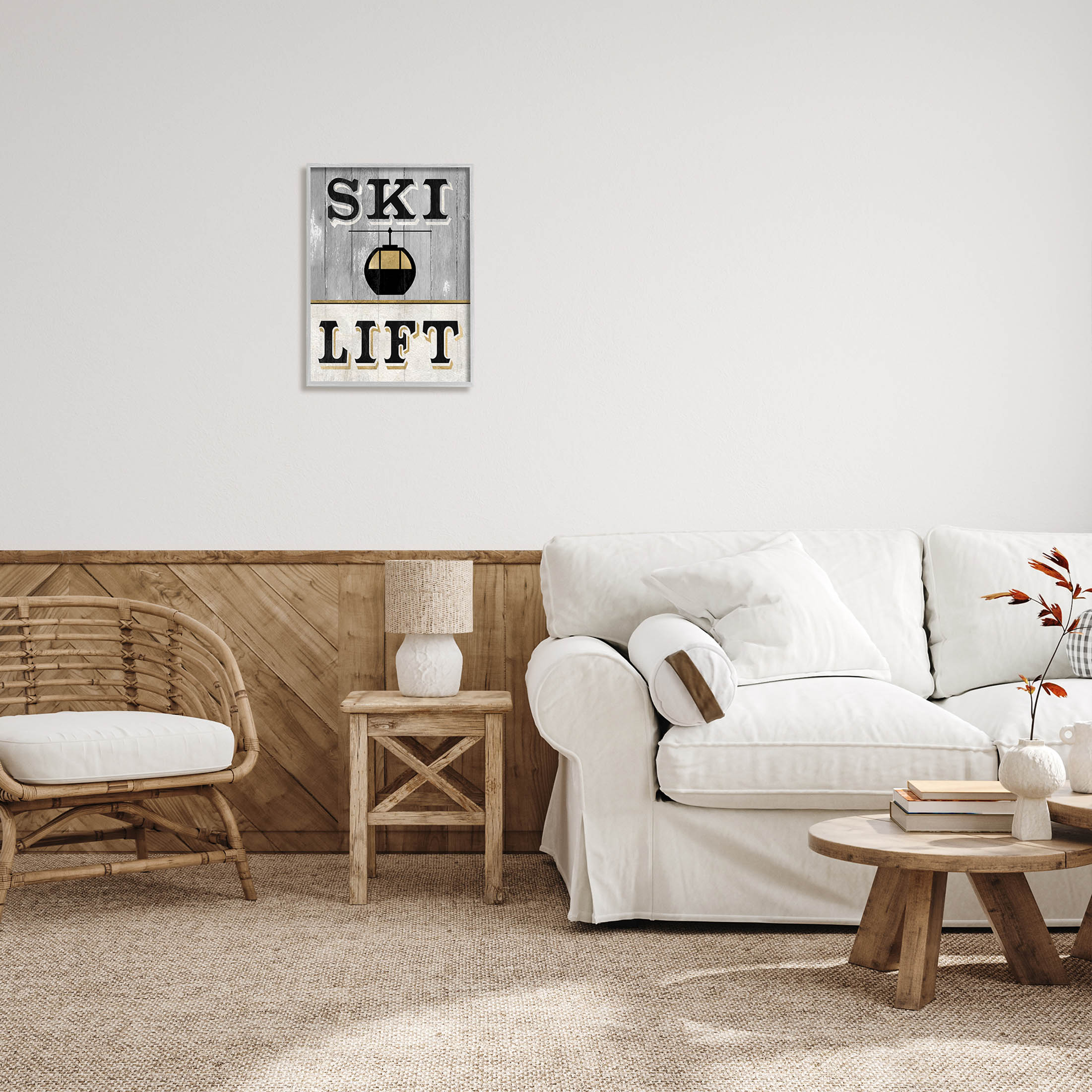Stupell Industries Ski Lift Winter Sports Graphic Art Gray Framed Art Print Wall Art, Design by Livi Finn