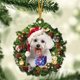 thumbnail image 2 of Christmas 2d Acrylic Flat Pet Dog Puppy Wreath Pendants Xmas Tree Hanging Ornaments Happy New Year Party Navidad Gift Home Decor, 2 of 5