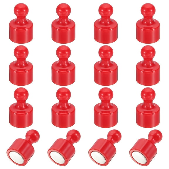 Uxcell 16pcs Magnets Push Pins, 0.8x0.5" Strong Fridge Magnets Magnetic Whiteboard Decorative Thumbtacks for Refrigerator Locker Calendar Office, Red
