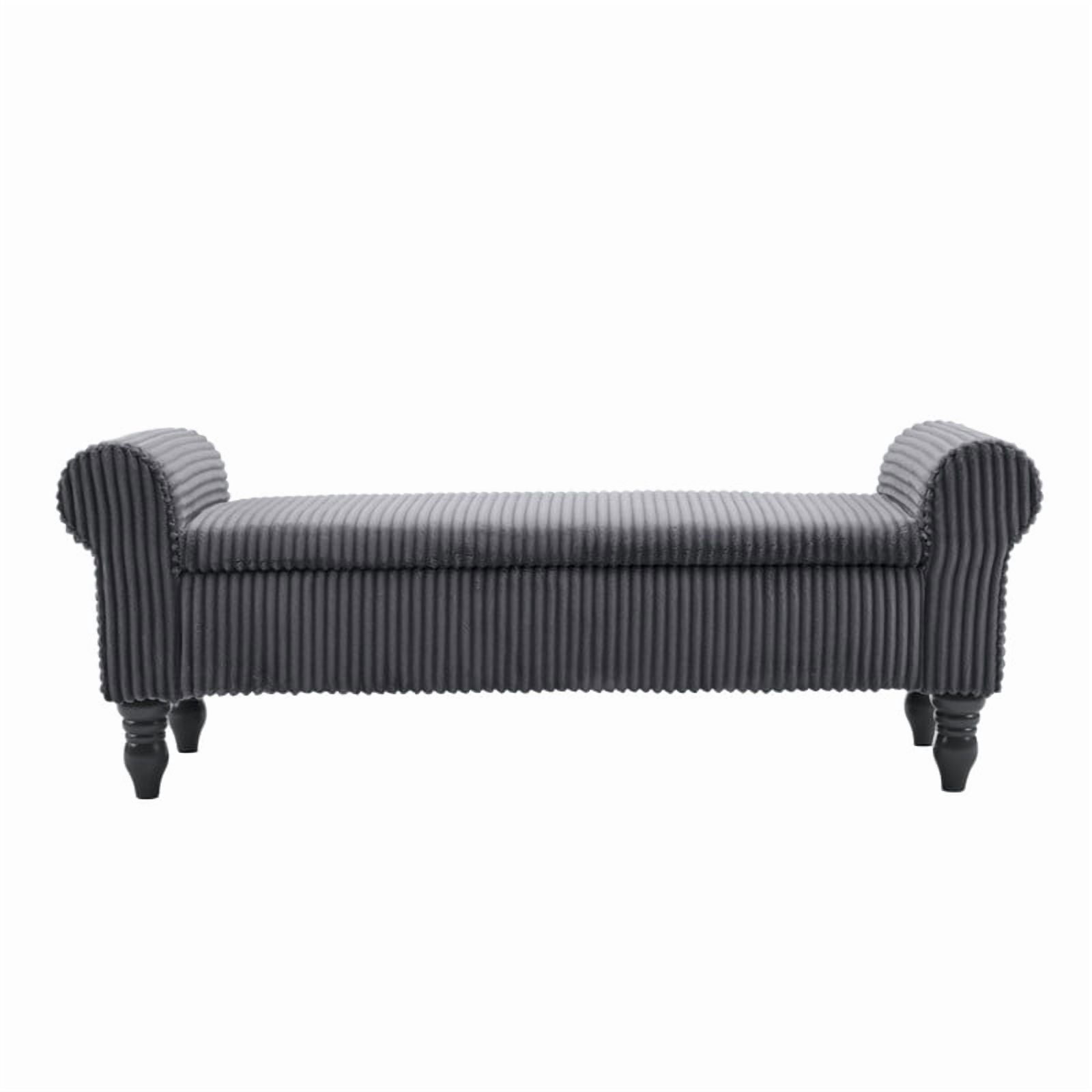 51.5'' Upholstered Storage Ottoman Bench with Hinged Lid, Freestanding Corduroy Bed End Bench, Hidden Storage Footrest