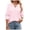 Pink, variant on NJGRAE Asymmetrical Tops for Women Petite V Neck T-Shirts Spring and Summer V Neck Lace Three Quarter Sleeve Loose Top T Shirt for Women Cropped Casual Summer Top Xxl