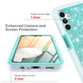 thumbnail image 3 of TJS for Samsung Galaxy A13 5G, Galaxy A04s Phone Case, with Built-in Screen Protector, Full Body Protective Glitter Bling Cute Girls Women Design Heavy Duty Hybrid Cover (Teal), 3 of 5