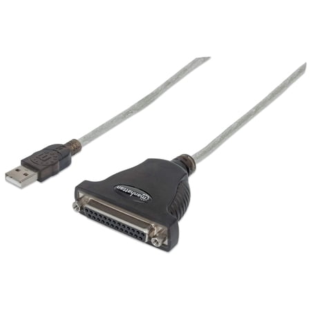 UPC: 0766623336581 | Manhattan Full-Speed USB to DB25 Parallel Printer Converter  USB-A Male to DB25 Female  6 ft.  Silver