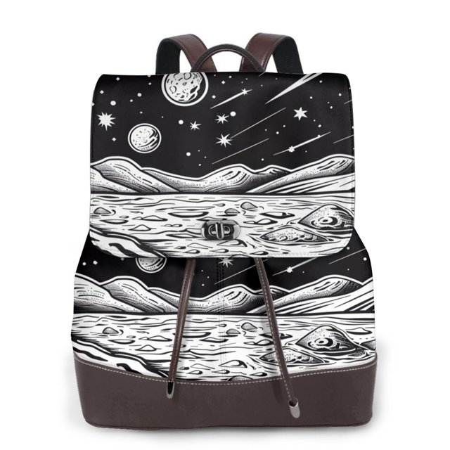 Easygdp Cosmic Landscape Celestial Art Mochila de Cuero para Mujeres, Bolso de Hombro, Bolsos de Mano de Moda para Trabajo y Viajes