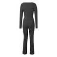 thumbnail image 3 of Women's Sweet And Spicy Long Sleeved Tops And Casual Pants Two Piece Fashion Set Pants Suits for Women Sexy Formal Woman Casual Pants Suits Wedding Pant Suits for Women Dressy Overalls Women Winter, 3 of 4