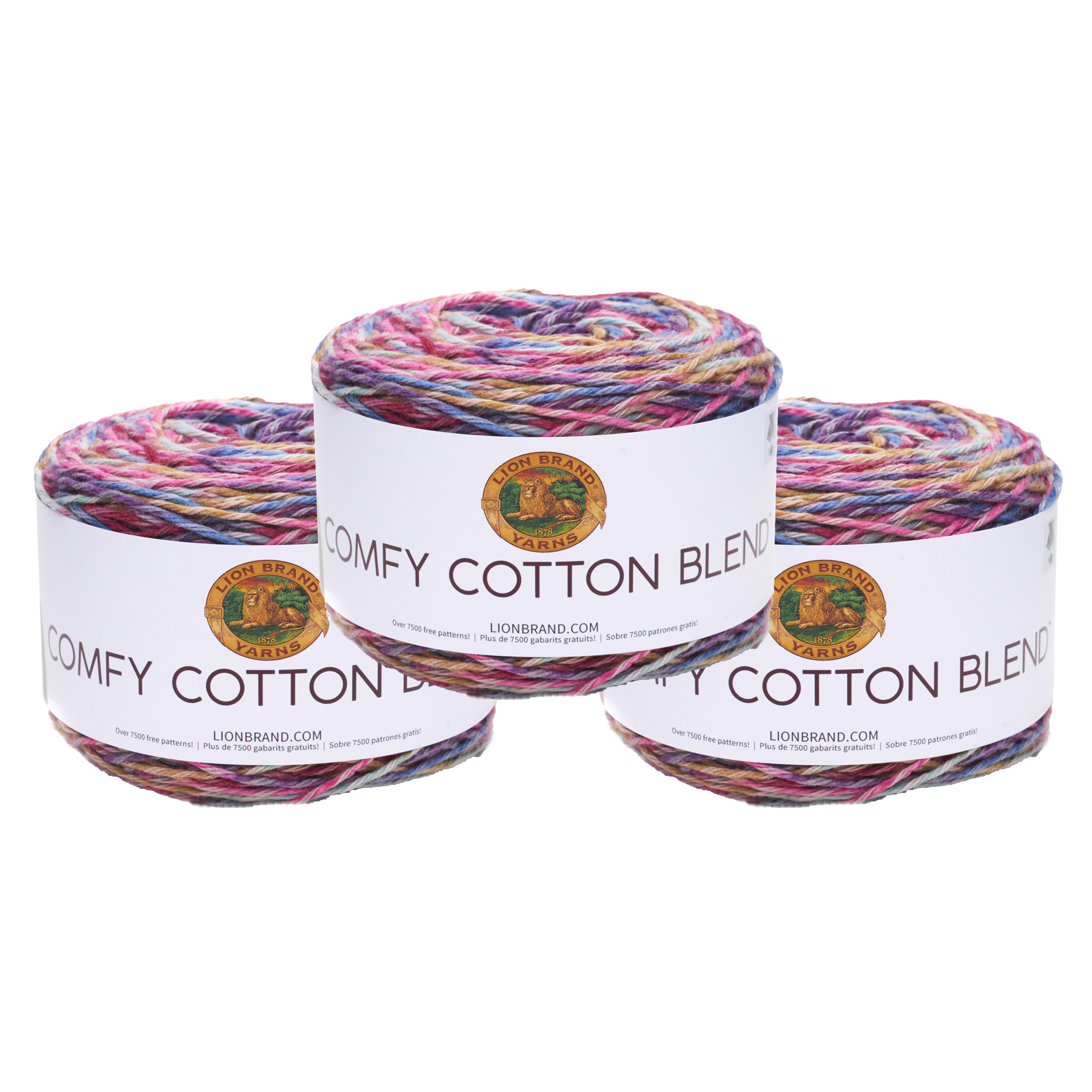 Lion Brand Yarn Comfy Cotton Blend Flower Garden Varigated Light Cotton