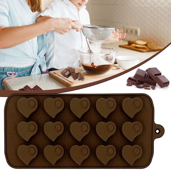 Heart Shaped Silicone Chocolate Mold,15 Cavity Christmas Candy Making Mould,Non Stick Reusable Baking Mold,DIY Dessert Mould for Jelly,Cake Decoration,Home Baking and Holiday Treat Making Supplies